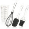 COM-FOUR® Kit de cuisson en 4 parties avec spatule, pinceau, fouet et tasse à mesurer - accessoires de cuisson - en silicone et plastique (4 pièces - gris)