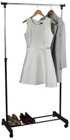 Youyijia Kleiderständer auf Rollen 90-158cm Höhenverstellbar Kleiderstange Kleiderwagen Garderobe mit Rollen schwarz für Schlafzimmer