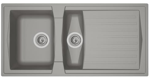 Liquida AR15GR 1.5 Bowl Composite Reversible Inset Grey Kitchen Sink with Waste
