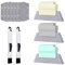 Lot de 3 brosses de Nettoyage pour Fentes de fenêtre (mètre, Gris, Vert) et 6 Cotons de Rechange, 2 Petites brosses Noires, Brosse de Nettoyage à Main pour Rail de Porte, Outil de Nettoyage Rapide.
