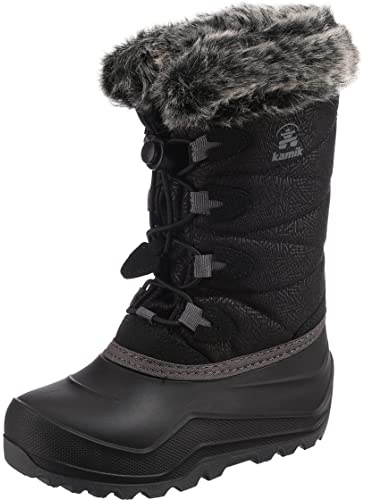 Kamik Kids' Snowangel Winter Boots, Black, 4 Big Kid