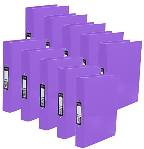 Pukka Pad, Brights A4 Ringbinder Files with 2 O-Ring Mechanism – 10 Pack – 40mm Spine with Customisable Label for Large Amounts of Documents – 32 x 26.3mm, Purple