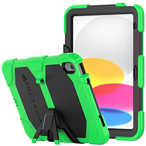 TECHGEAR G-SHOCK Case for iPad 11 A16 (11th Gen 2025) & 10.9 (10th Gen 2022), Heavy Duty Rugged Shockproof Protective Screen Protector Case with Stand, For Schools, Builders, Kids, Everyday Use