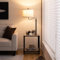COSTWAY Lampadaire sur Pied Salon avec Table d'Appoint 2 Port USB et Bras de Lampe Rotatif à 360°, Lampe Salon sur Pied 144 cm avec 2 Étagères Ouvertes, Montage Facile
