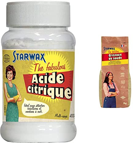 STARWAX FABULOUS Acide Citrique - 400g - Idéal pour Détartrer les Bouilloires et Cafetières - Anti rouille - Anti calcaire & Cristaux de Soude - 1kg -Nettoyant Multi-usages