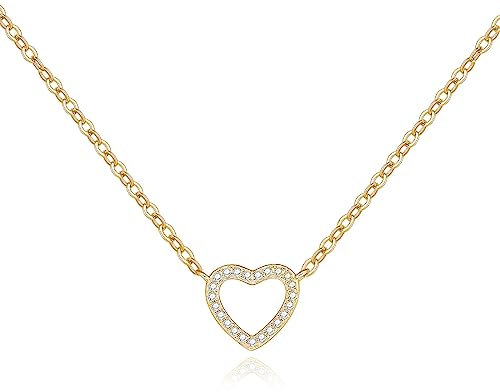 Cosie Lily Cadeau Noel Femme Bracelet Femme Argent 925/Plaqué Or/Or Rose,Cœur Pendentif Collier Cadeau Anniversaire Noël Pour Maman Amie Epouse