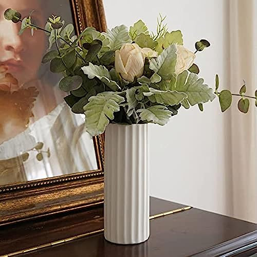 Beihaoer - Jarrones Blancos de Cerámica Estilo Minimalista para Decoración del Hogar, Flores y Granja, Jarrón Blanco Bohemio para Pampas