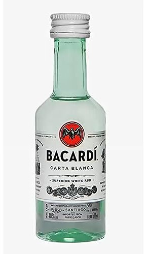 Lote de 10 Botellas Decorativas Mini Ron Blanco Bacardi. Regalos Originales. Licores y Complementos. Detalles para Bodas, Comuniones, Bautizos y Cumpleaños. DS