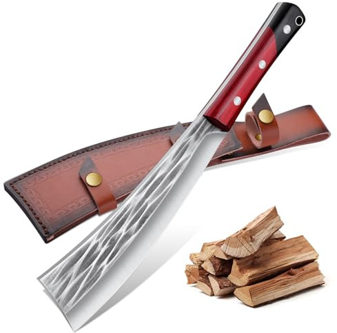 Freelander Machete Outdoor Survival Messer, 5Cr15 Jagdmesser Feststehende Klinge, Großes Outdoor Messer für Wald mit Scheide, Bushcraft Messer Full Tang Schwarz und rot gespleißter Holzgriff
