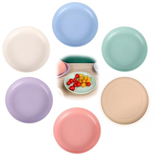 Gfamous Lot de 6 assiettes plates incassables - Assiettes de pique-nique - Assiettes creuses - Assiettes de camping - Assiettes de camping pour salade, pâtes, fête, maison, micro-ondes et