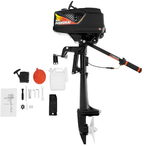 VonVVer 2 Stroke 3.6HP Outboard Motor 55cc 2.6kW Boat Engine CDI Ignition | Water-Cooled, 1.5L Fuel Tank, 0.3gal/h Fuel Efficient, 80dB Low Noise, Lightweight, Salt/Fresh Water