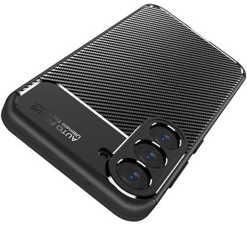 AVANA Hülle für Samsung Galaxy S24 Plus Schutzhülle Silikon Carbon Optik | flexibles Slim Case, Kohlefaser Cover, TPU Bumper, Kratzfeste Handyhülle, Schwarz