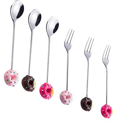 RORPOIR Dessert Spoons 4pcs Pastry Fork Cocktail Forks Serving Forks Ice Fruit Food Picks Flatware Forks Fondue Forks Mini Forks Baby Spoon Small Forks Stainless Steel Spoon Cork Metal