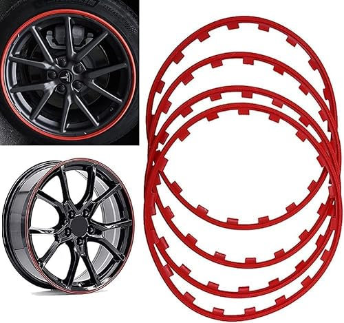 Felgenschutz, Radnabe, Felgenkantenschutzring, Leichtmetallfelgen-Felgenschutz für, 16–20 Zoll, Auto-Leichtmetallfelgen-Kantenringschutz, 4 Stück LBJDP31119 (Farbe: Rot, Größe: 19 Zoll) (Rot