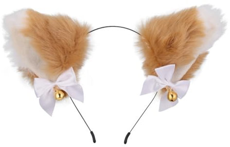 FDCGAS Plüsch Ohren Haarreif - 1 pcs Fuchs Ohren Stirnband Plüsch Anime Tier Stirnband Cosplay Fell Katzenohren Stirnband Party Kostüm Haarschmuck für Kinder Und Erwachsene Braun