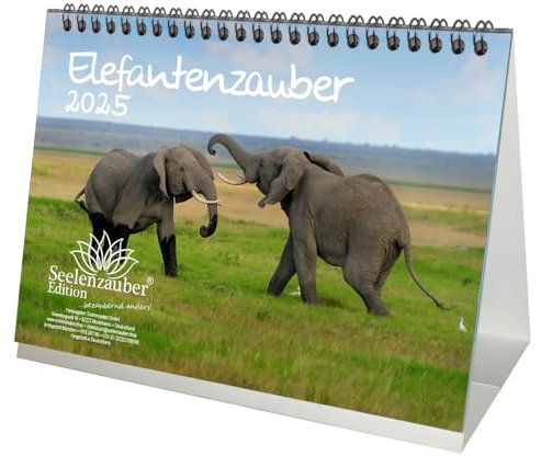 Elefantenzauber DIN A5 Tischkalender für 2025 Elefanten - Seelenzauber