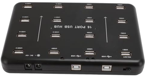 USB 2.0 Hub, 16 Port Speicherkarten Duplikator, Plug and Play, Doppelter Schaltkreisschutz, Kopiererbetriebener USB Splitter für Speicherkarten Festplatte (EU-Stecker)
