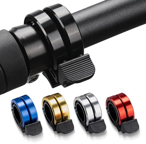 Fahrradklingel, Aluminiumlegierung Mini Fahrrad Klingel 100db Klingel Laut, Neue Aufrüstung Doppelglocke Klingeln lauter und länger, 22 mm Lenker,Gold