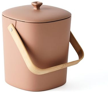 Bamboozle - 1 Gallon Compost Bin, Comes with Hemp-Based Filter, Sustainable Materials, Indoor Countertop Composter, Home & Garden Supplies, Terracotta
