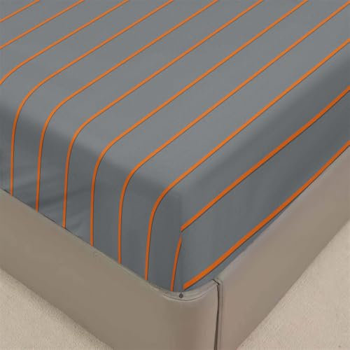 Mateju Spannbettlaken aus Mikrofaser Einfach Streifen Spannbetttuch Weiche Bequem Bettlaken für Einzelbett Doppelbett Boxspringbett für Matratzen bis zu 30 cm Höhe (160x200cm,Dunkelgrau)