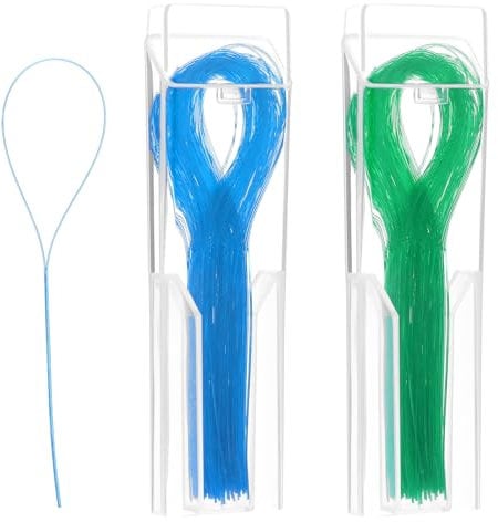 Piriuuo 200 Stück Zahnseide-Einfädler für Zahnspangen, Brücken Und Implantate Nylon-Schlaufen-Design Tiefenreinigungs Zahnimplantate für Zahnspangen Mundpflege-Werkzeuge Zahnseide