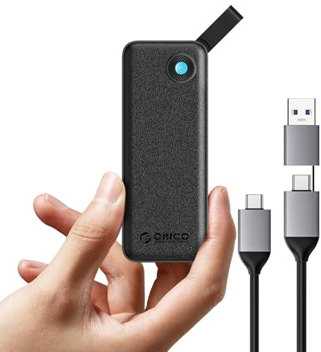 ORICO 1TB SSD Externo hasta 460 MB/s, Disco Duro Externo SSD Portatil Almacenamiento Externo, Cable USB C y A 2 en 1, Compatible con iPhone 16 Pro MAX, Tableta, Computadora Portátil - B5PRO