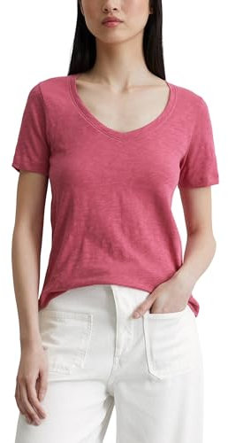 Marc OߴPolo Camiseta de algodón orgánico Mujer con Cuello de Pico, Rosa (Blushed Pink), L