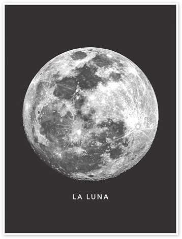 Finlay and Noa La Luna - der Mond Poster 50 x 70 cm | Minimalistische Weltraumästhetik | Detailreiche Mondoberfläche mit markanten Kratern auf dunklem Hintergrund