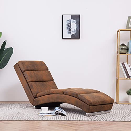 Willood Chaiselongue Relaxliege Liegesessel Sessel Lounge Liegestuhl Relaxsessel Loungesessel Sesselliege Komfortliege Polsterliege Braun Wildleder-Optik