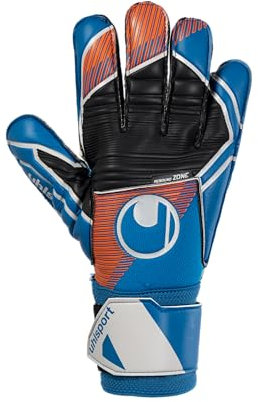 uhlsport Gants de Gardien de But de Football pour Enfants et Adultes - Gants de Football Soft Pro avec adhérence et Amortissement élevé - Taille 6 - Bleu/Orange/Blanc