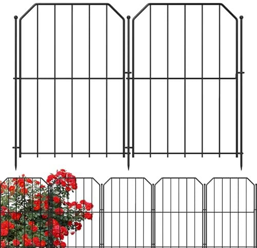 Yeabett Lot de 10 clôtures décoratives en métal pour jardin, 31 cm (l) × 41 cm (H), clôture extérieure pour chien, barrière extérieure pour parterres de fleurs, cour, patio