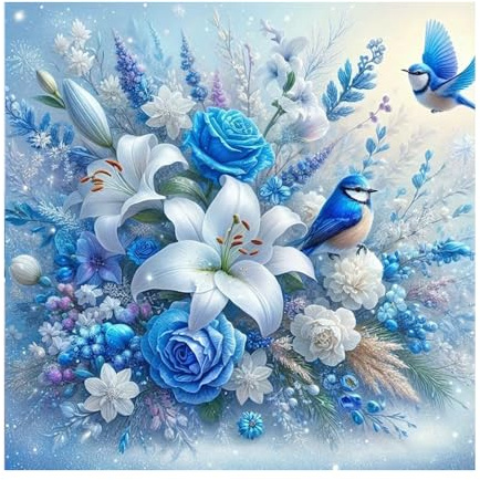 DCIDBEI Groß Diamond Painting Blumen Blau Lilie 40x40cm Malen nach Zahlen Blumen Lily Diamant Painting Bilder Flowers Lilie Lily Stickerei Erwachsene Rein Elegant Loyalität Heilig Glück Blumenstrauß