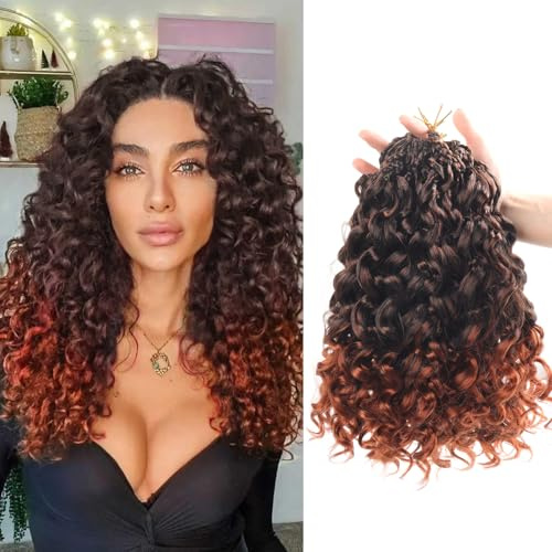 Datanala GoGo Curl Crochet Hair 12 Inch Water Wave Crochet Hair 8 Packs Long Beach Ocean Wave Crochet Braiding Hair Synthetic Extensions For Women (T350, 12 Inch(8packs))