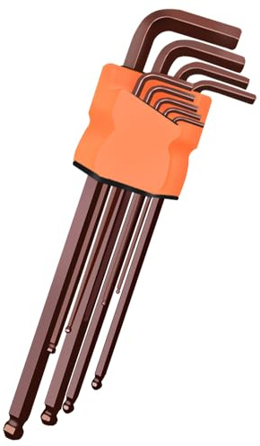 LNJBABAO 9 Pcs Allen Key Set Long Allen Key Set Ball End Hex Allen Keys Metric Hex Key Set 1.5-10mm S2 Alloy Steel Steel Allen Key for Household DIY Disassembly and Maintenance of Equipment