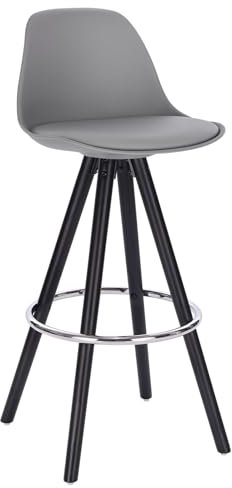 WOLTU Bar Stool Breakfast Counter Barstool with Back and Metal Leg for Kitchen, Grey