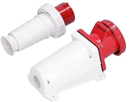 Connettore Presa Industriale, 63A 4 Pin Trifase 3P + E Set Prese di Corrente IP67 Impermeabile 380-415 V, ABS, Gomma, Ottone, Morsettiera