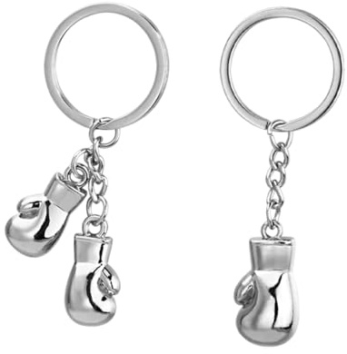 2 Stücke Silber Boxen Handschuhe Anhängerschlüsselring, Kreativer Süßer Mini -Schlüsselbund, Lustige Tasche Anhänger, Sportgeschenk.