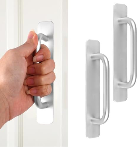 2 Stück Möbelgriff Selbstklebend, Aluminium Klebegriff Silber, Selbstklebende Schrankgriffe Aluminium, Schubladengriffe zum Kleben, Kleiderschrank Griff Selbstklebend für Kleiderschrank, Balkontür