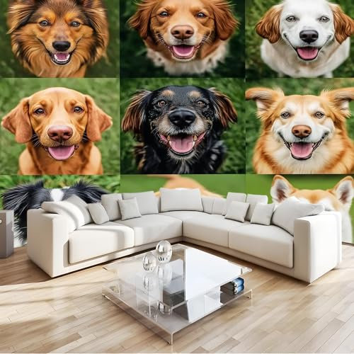 Fototapete Tiere Collage Hund Modern Wohnzimmer Schlafzimmer Vliestapete UV-Beständig Montagefertig 400 x 280 cm 3d Effekt Wand Dekoration Braun