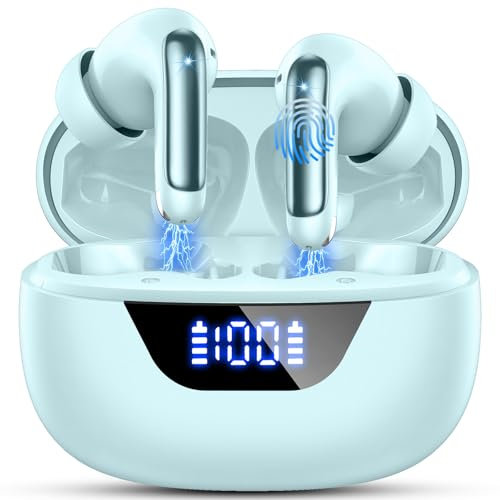 Bluetooth Kopfhörer, 48 Std Kopfhörer Kabellos Bluetooth 5.3 Hi-Fi Stereo, 4 ENC Noise Cancelling Mic Wireless Earbud, IP7 Wasserdicht In Ear Ohrhörer für iOS Android, Comfort Fit, USB-C, Grün