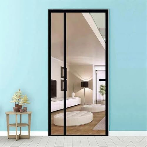 Magnetischer Türvorhang für die linke Seite, magnetisch, Fliegengitter, automatisches Schließen, Breite 85 cm, Höhe 200 cm, Schwarz