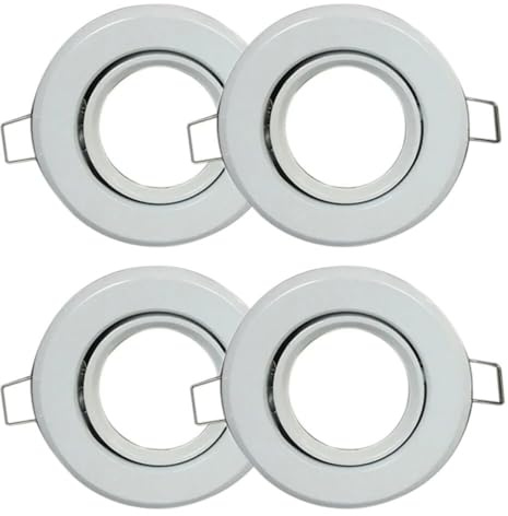 RUEHALF MR11 Beleuchtungsset gebürstet 4 Stück mit 50 mm und 60 mm Loch, GU4 Einbauleuchte Gehäuse satiniert nach unten, Zubehör (White Face)