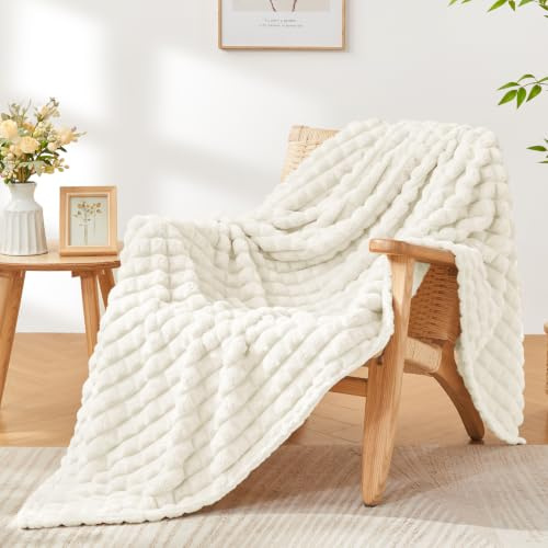 BEDELITE Kuscheldecke Flanell Flauschig, Creme Weiß, 150 x 200 cm