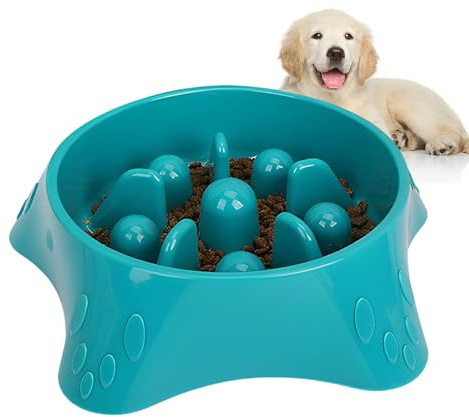 DBAILY Dog Bowls, Slow Feeder Dog Bowl, Anti-Choking Puzzle Interactive Dog Slow Feeder Bowl, Blue(9.45 In)
