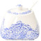 ZONSHJDKR Sucrier Sucrier en céramique coloré avec couvercle, sucrier en porcelaine avec cuillère, petit pot à sel, pot de rangement, sucrier bleu