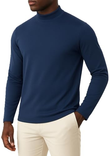 MLANM Men's Thermal Mock Neck Long Sleeve T-Shirt | Base Layer, Soft, Lightweight, Slim Fit, Warm, Versatile, Ideal for Daily, Business, Work, Parties, Semi-Formal & Casual