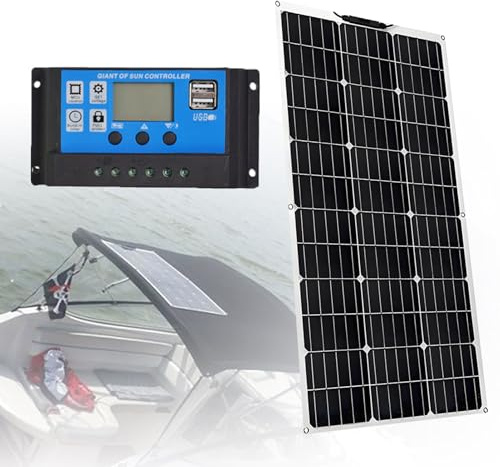 EpyGnom Panel Solar Flexible 300w Paneles Solares Fotovoltaicos Monocristalinos Kit Plug & Play con Controlador Carga 40A Módulo Solar para Tiendas Campaña RV Yates 1 * 300W