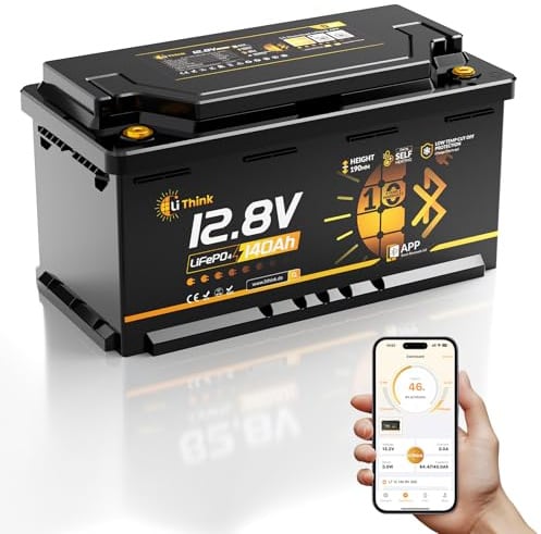 LiFePO4 12V 140Ah H190 Lithium Batterie Bluetooth mit Upgrade 200A BMS | ECE R10 Und CB/IEC 62619, LTP&Heizfunktion DIN H8 L5 Größe, 1792Wh Lithium Batterie Autobatterie für Wohnmobil, Boot