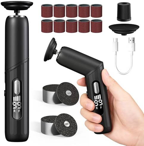 2-in-1 Pedicure Elettrico Professionale Piedi, Design Pieghevole, Lima Elettrica per Piedi con 40 Pezzi di Carta Vetrata per la Rimozione Della Pelle Morta e la Cura Delle Unghie