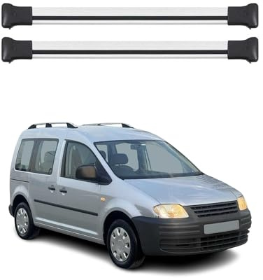 OMAC Aluminium Dachträger Querträger für VW Caddy III 2003-2020 – Max. 75 kg – 2 Stangen Silber
